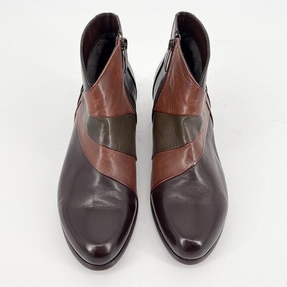 Regarde Le Ciel Women’s Brown Leather Color Block Ankle Boots Size 38 - Picture 2 of 13